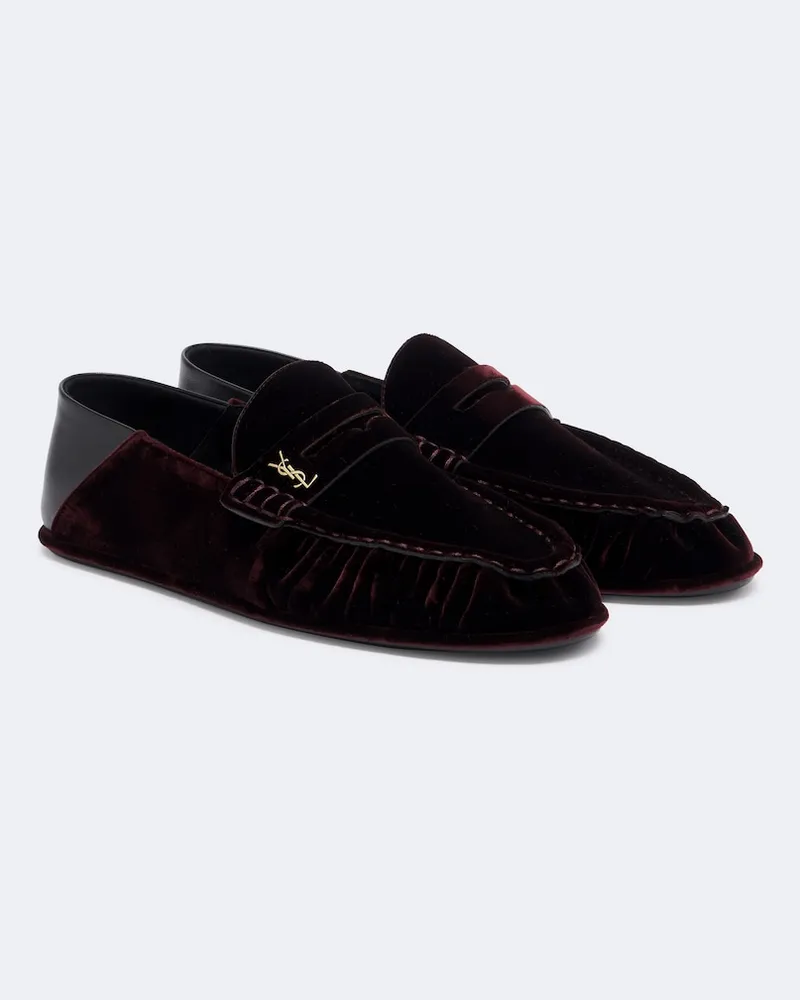 Saint Laurent Mocassini Le Loafer in velluto Borgogna