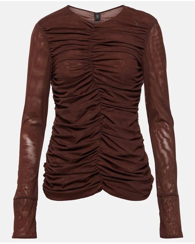 SIR Top Jacques in mesh arricciato Marrone