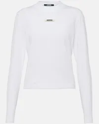 Jacquemus Top Le T-shirt Gros Grain Manches Longues Bianco