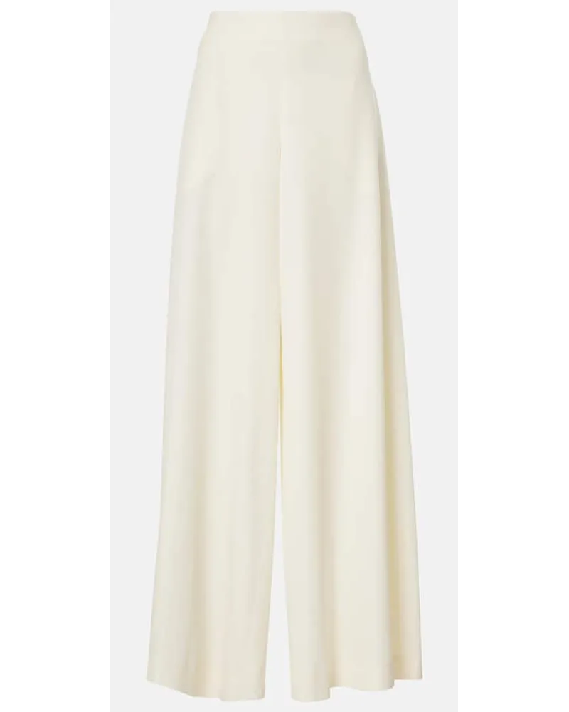 The Row Pantaloni a gamba larga Dela in lana Bianco