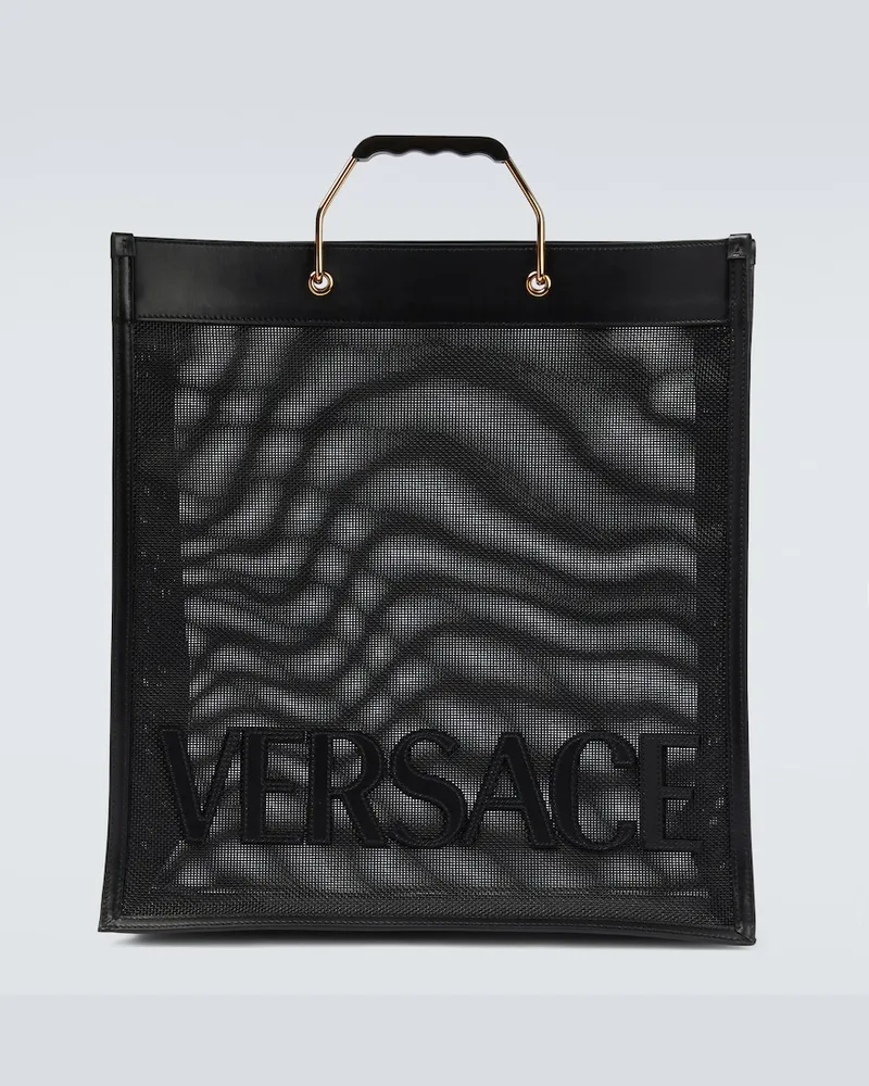 Versace Borsa Shopper con pelle Nero