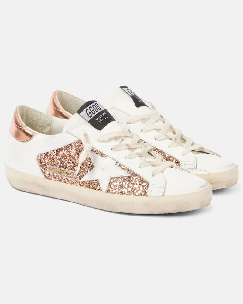 Golden Goose Sneakers Super-Star in pelle con glitter Bianco