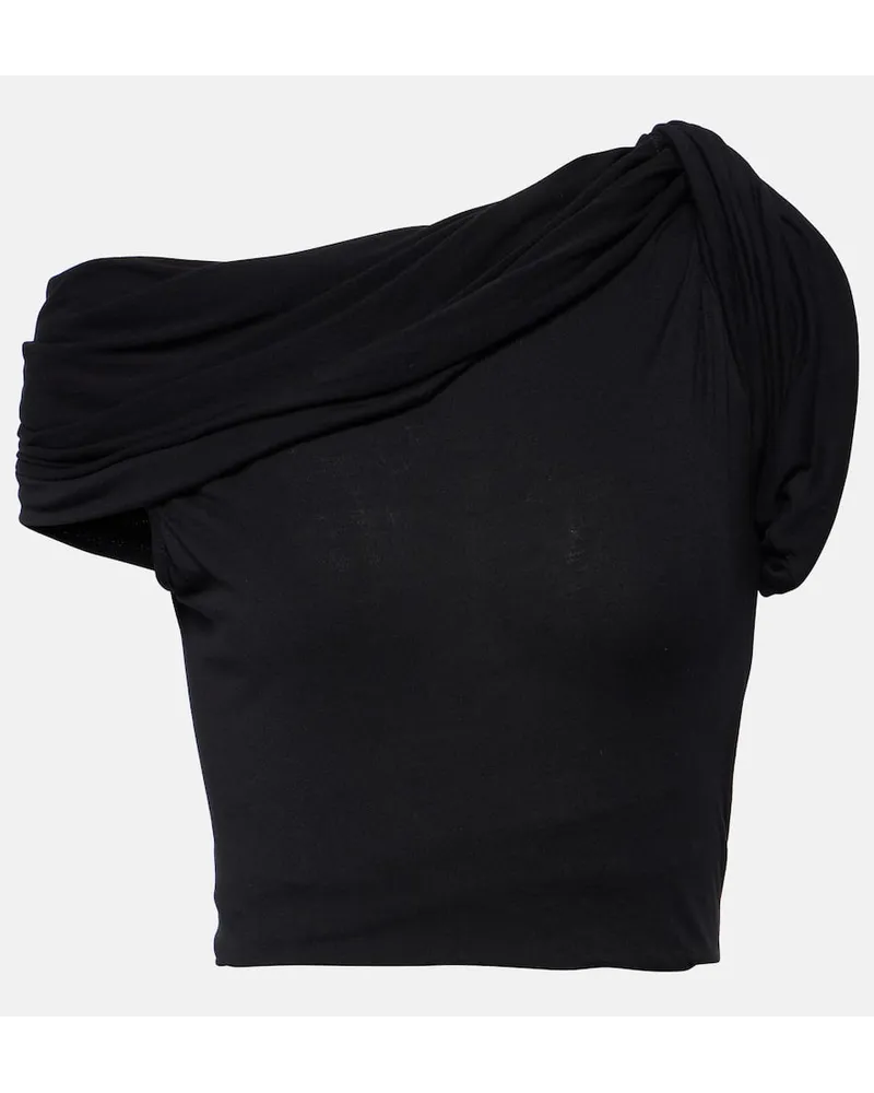 Rick Owens Top cropped Sienna in jersey Nero