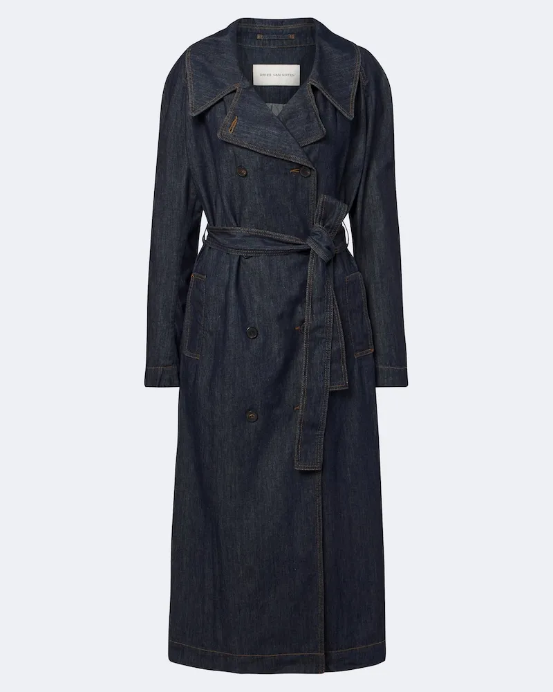 Dries van Noten Trench di jeans Blu