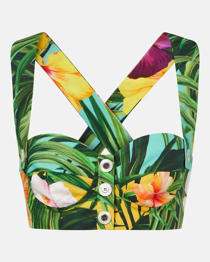 Dolce & Gabbana Top cropped in cotone con stampa floreale Multicolore