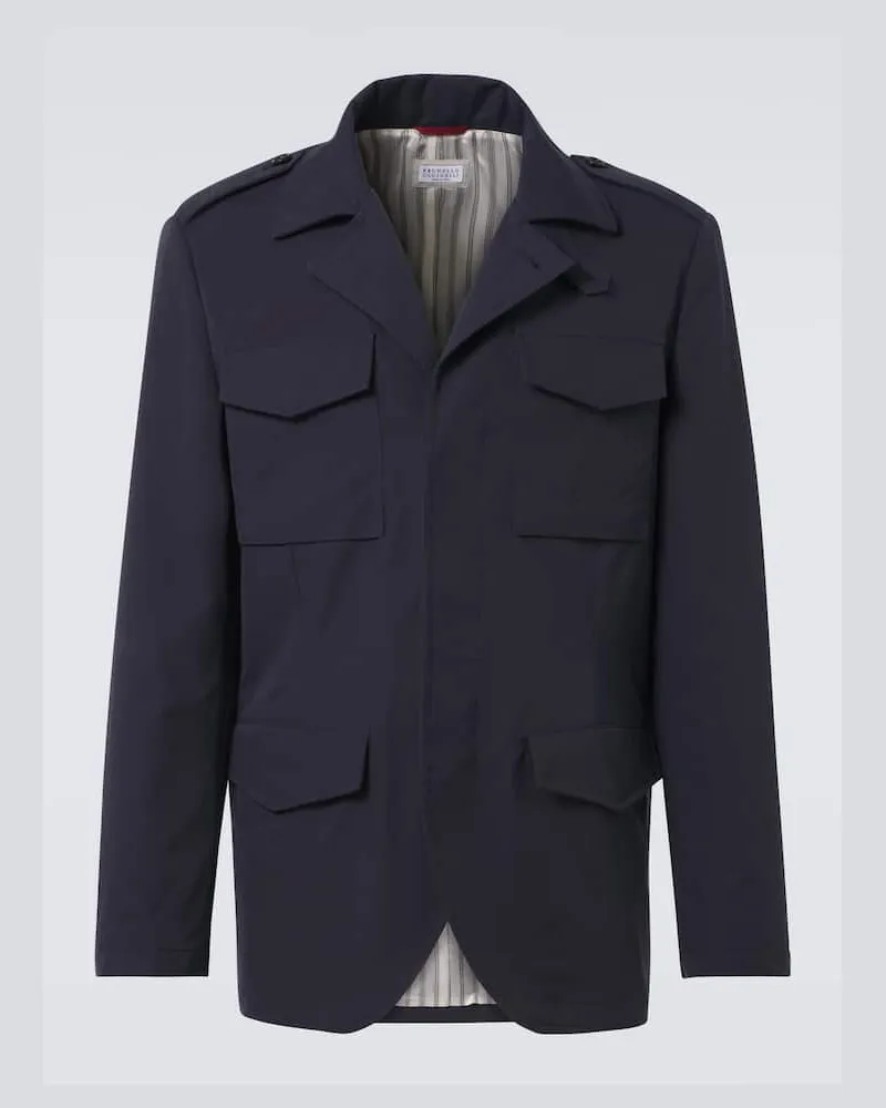 Brunello Cucinelli Giacca in misto cotone Blu