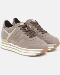 Hogan Sneakers Midi H222 in pelle con platform Beige