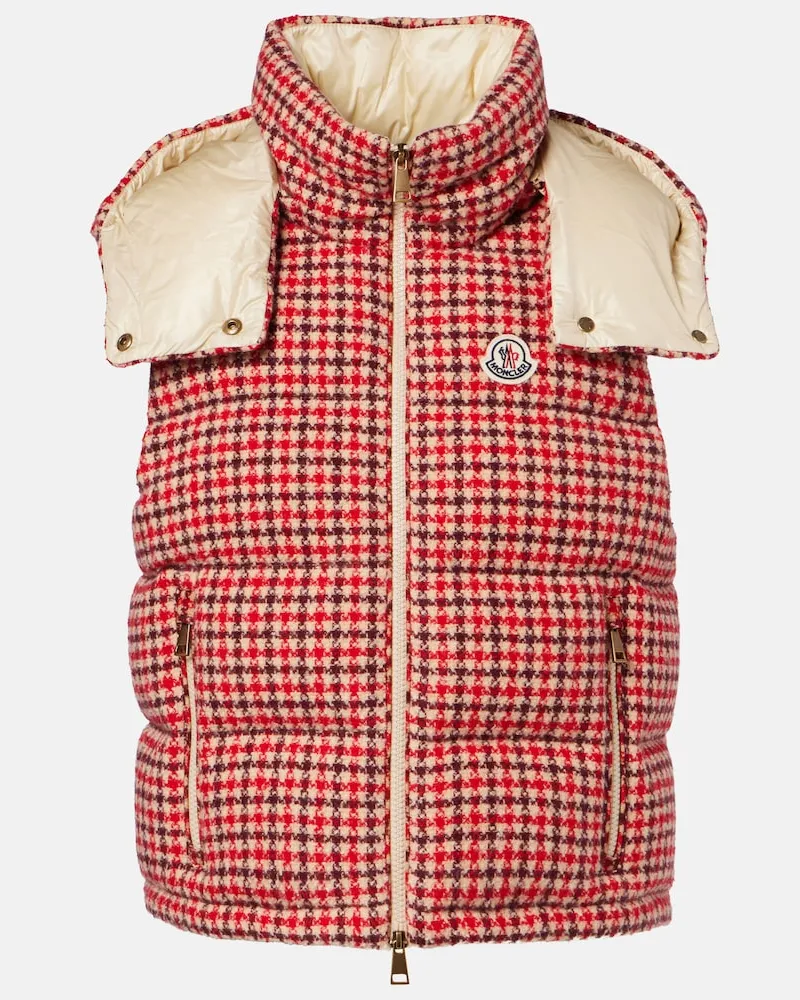Moncler Gilet Niverolle in misto lana a quadri Rosso