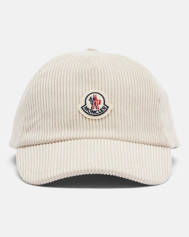 Moncler Cappello da baseball in velluto a coste Bianco