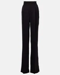 Saint Laurent Pantaloni regular in raso di seta Nero