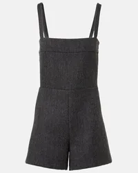 Gucci Jumpsuit corta in lana con cut-out Grigio