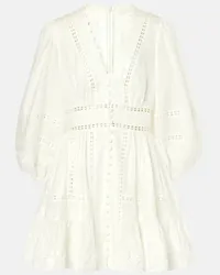 Zimmermann Miniabito Pop in lino con pizzo Bianco