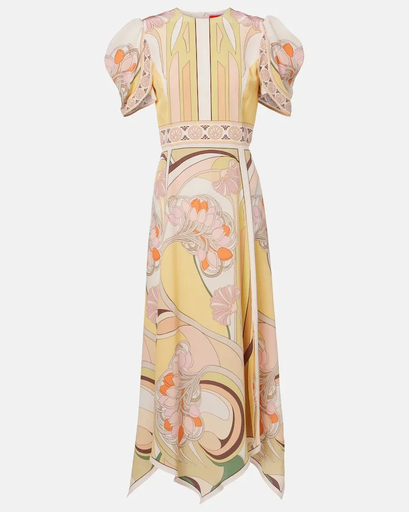La DoubleJ Abito midi Cherie in seta con stampa Multicolore