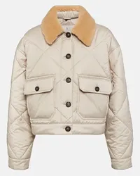 Brunello Cucinelli Giacca trapuntata rifinita in shearling Beige