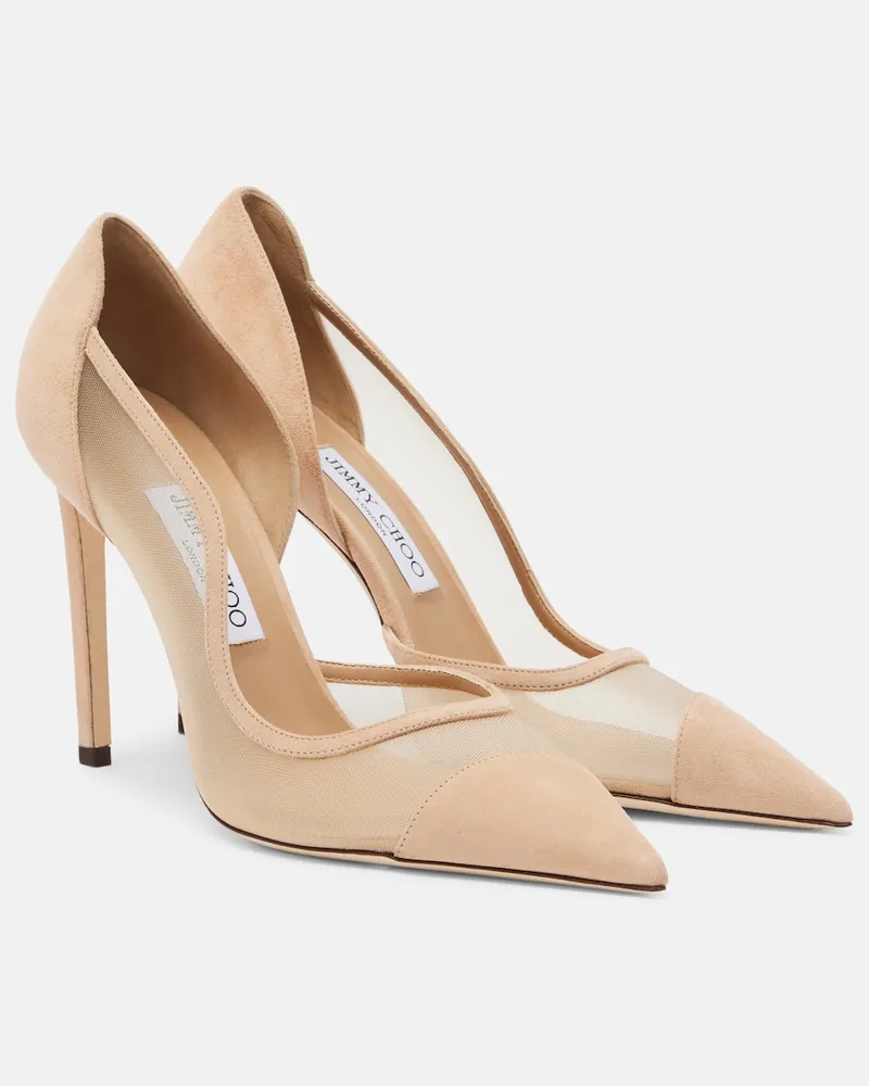 Jimmy Choo Pumps Brigitte in suede e mesh Beige