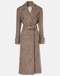 SPORTMAX Trench Denaro in tweed di misto lana Beige