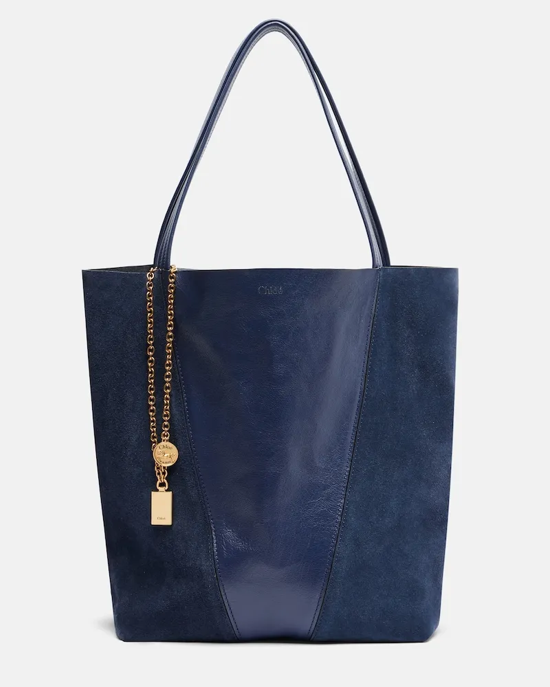 Chloé Chloé Shopper Spin in pelle e suede Blu