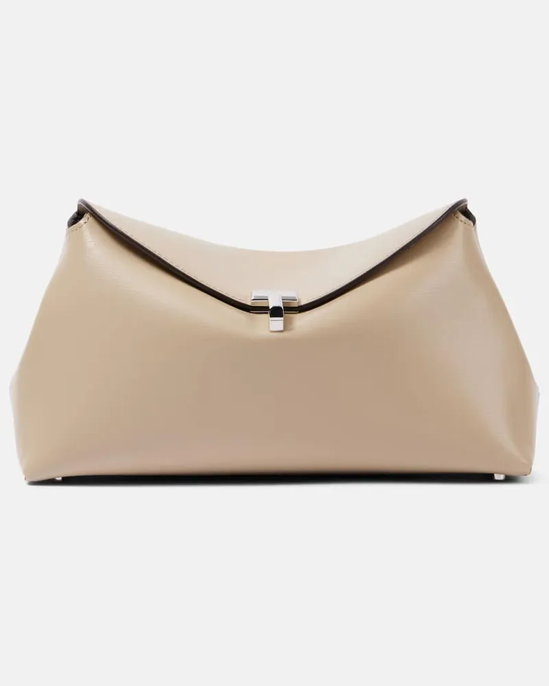 Totême Clutch T-Lock in pelle Beige