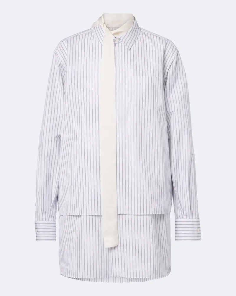Sacai Camicia in popeline di misto cotone a righe Bianco