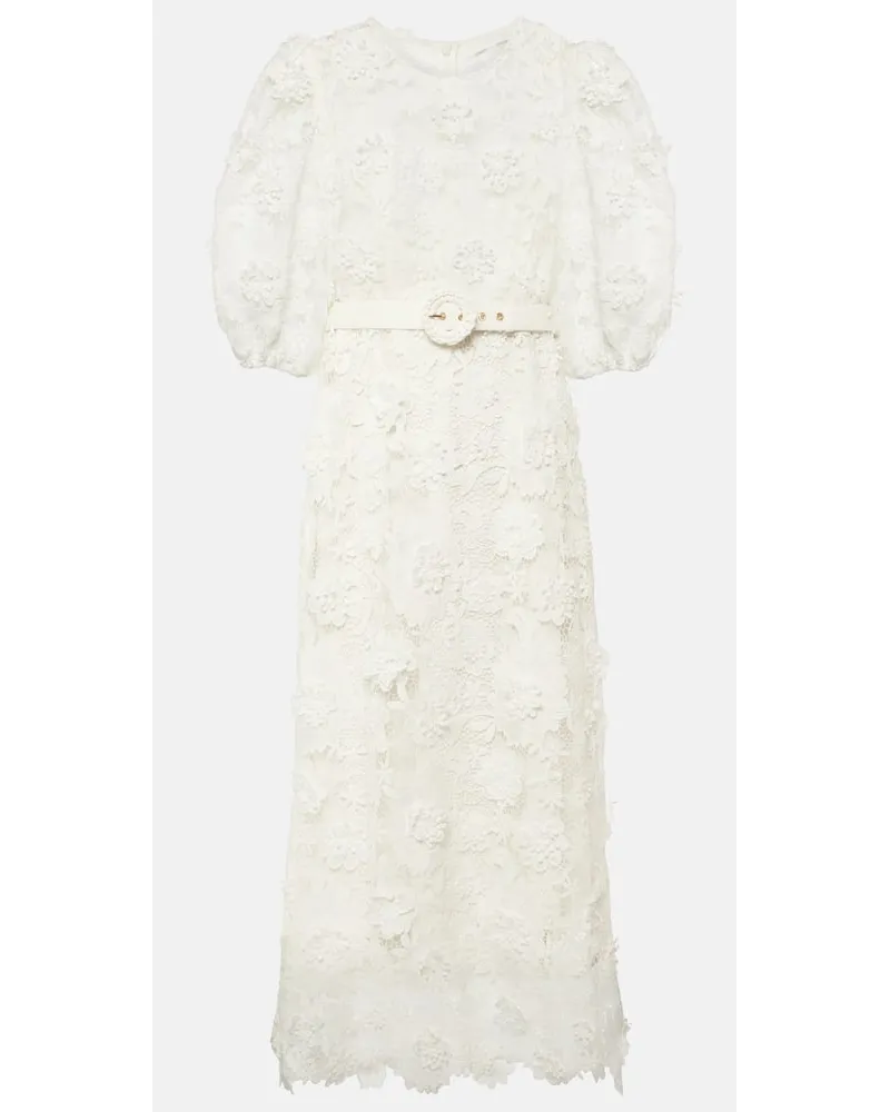 Zimmermann Abito midi Halliday in pizzo floreale Bianco