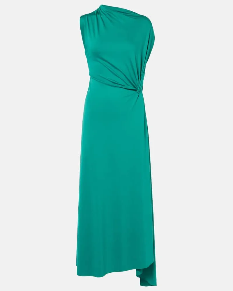 Victoria Beckham Abito midi in jersey arricciato Verde