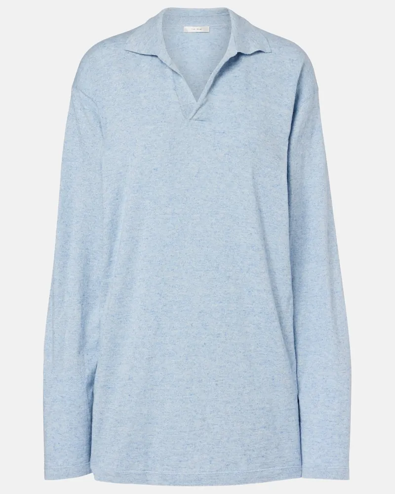 The Row Polo Niosa in cotone e lino Blu