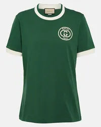 Gucci T-shirt in cotone con logo Verde