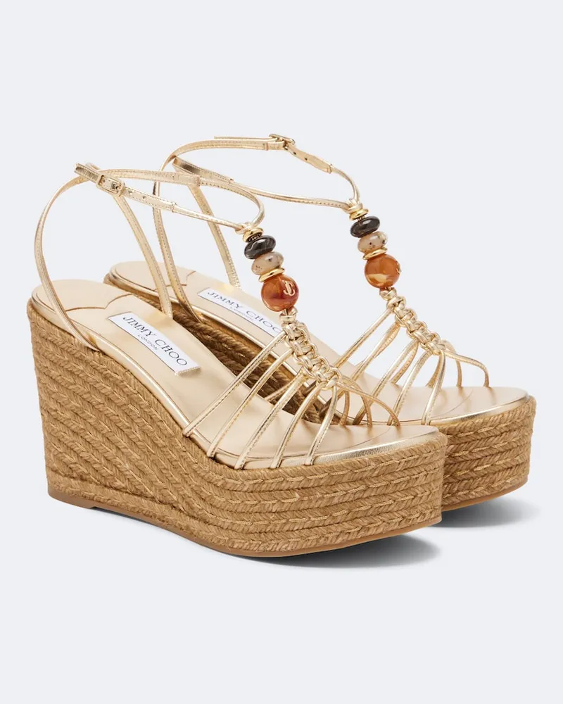 Jimmy Choo Sandali Lemi in pelle con zeppa Oro