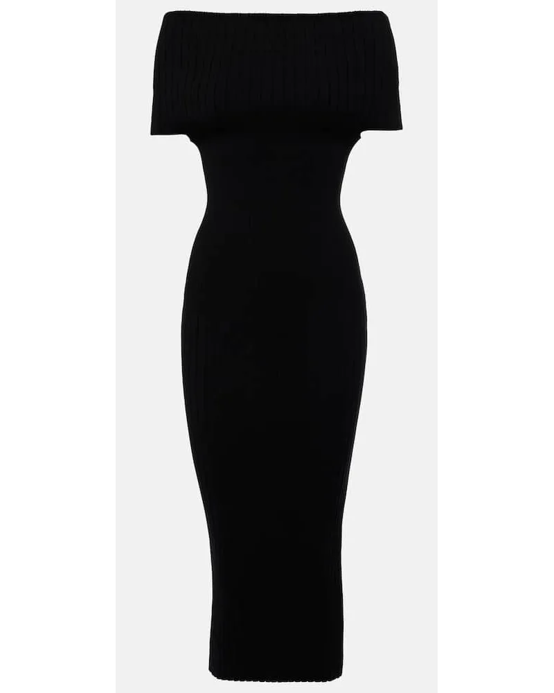 SPORTMAX Abito midi Feritos con scollo bardot Nero