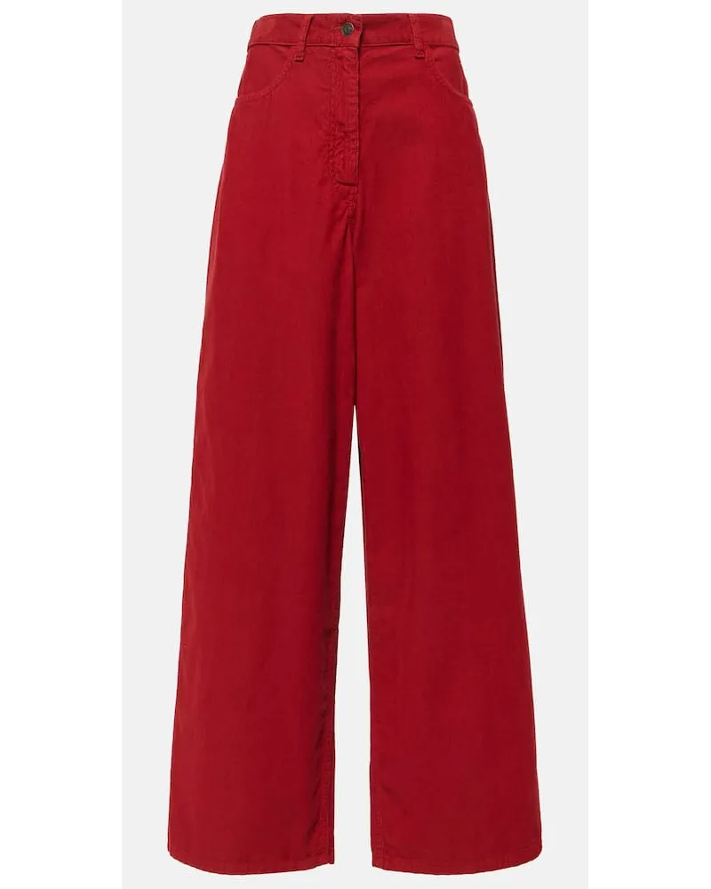 The Row Pantaloni a gamba larga Chan in velluto Rosso
