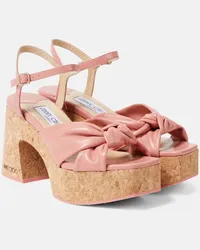 Jimmy Choo Sandali Heloise 95 in pelle con plateau Rosa