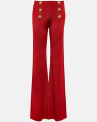 Balmain Pantaloni flared a vita alta Rosso