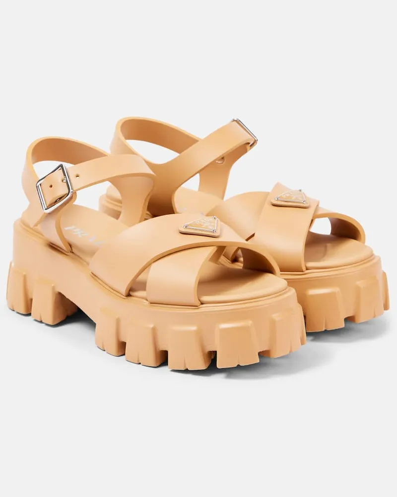 Prada Sandali Monolith con plateau Beige