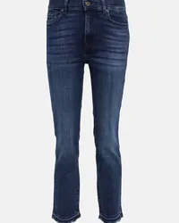 7 for all mankind Jeans The Straight Crop a vita alta Blu