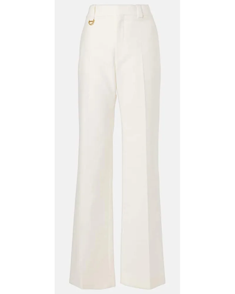 Chloé Chloé Pantaloni regular in cotone a vita alta Bianco