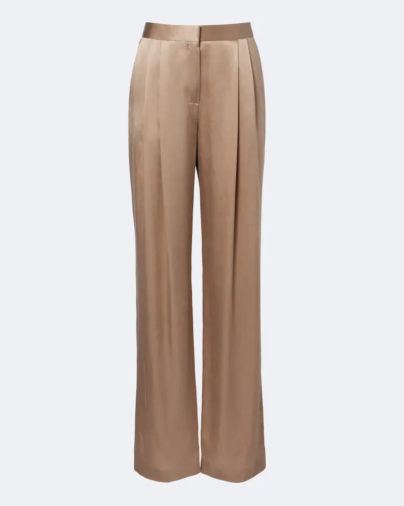 Tom Ford Pantaloni regular plissé in seta Beige