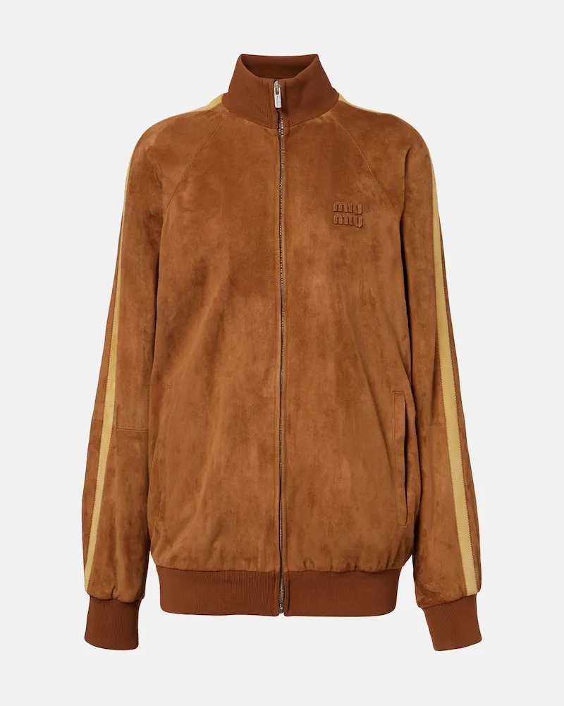 Miu Miu Giacca in suede oversize Marrone