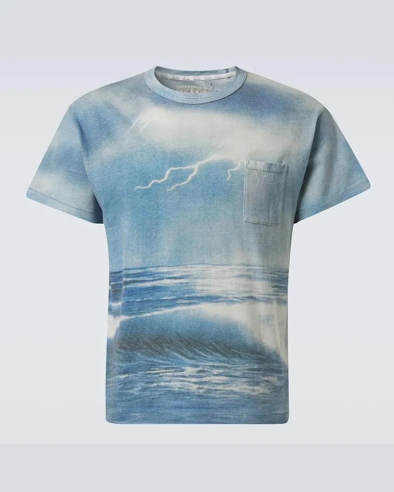 ERL T-shirt in cotone con stampa Blu