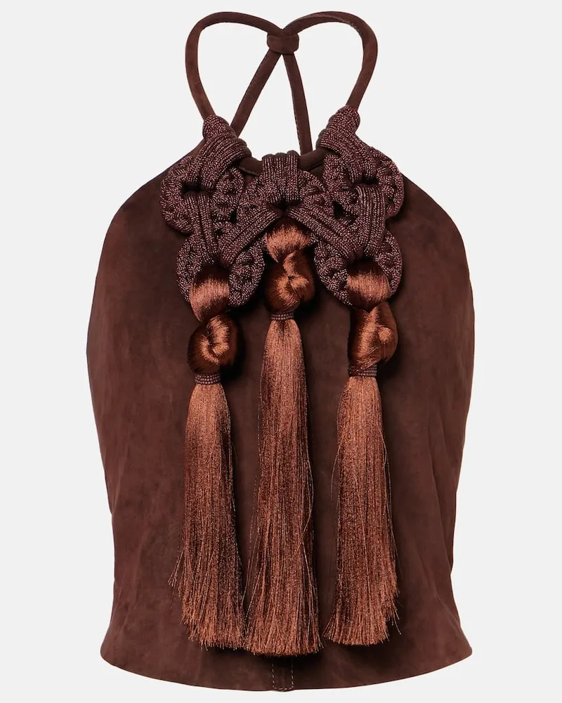 Johanna Ortiz Top in pelle Marrone