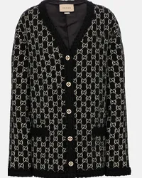 Gucci Cardigan in jacquard GG di lana Nero