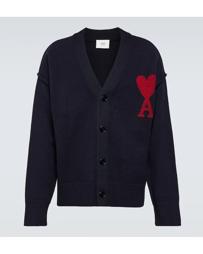 AMI Paris Cardigan Ami De CÅur in lana vergine Blu