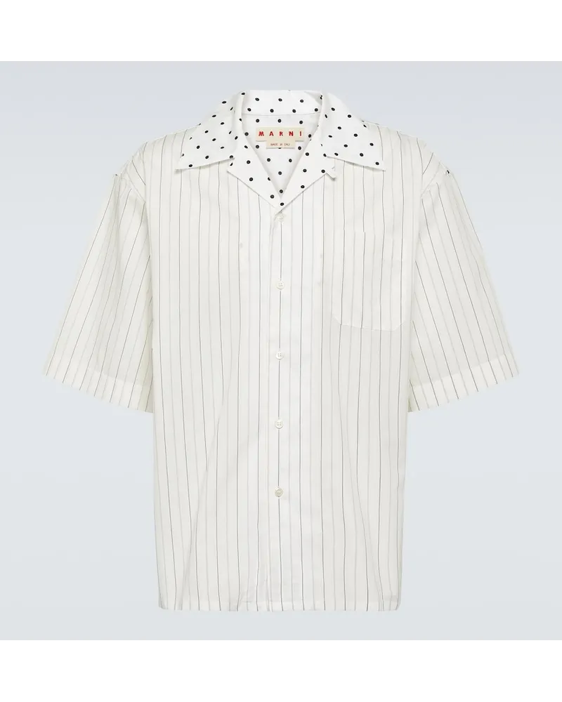 Marni Camicia in popeline di cotone a righe Bianco