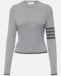 Thom Browne Pullover in lana a coste 4-Bar Grigio