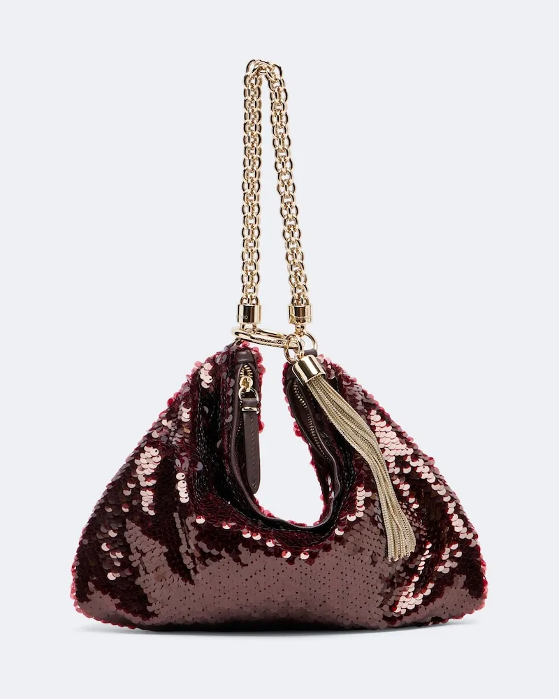 Jimmy Choo Clutch Callie Medium con paillettes Borgogna