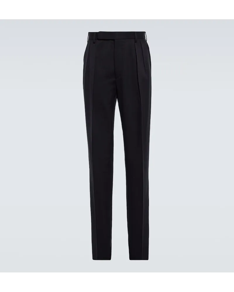 Ralph Lauren Pantaloni in gabardine di seta con pince Nero