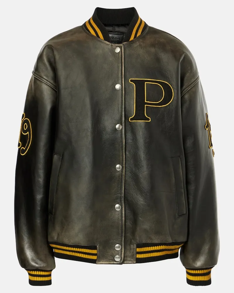 Prada Giacca varsity in pelle Nero