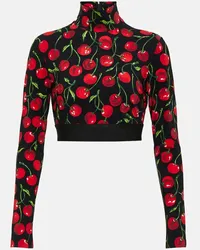 Dolce & Gabbana Top cropped con stampa Nero