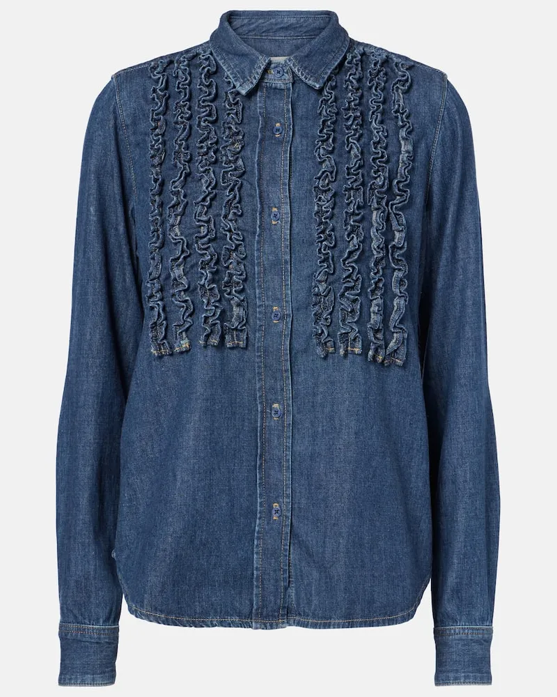 Nili Lotan Camicia di jeans Lexa con ruches Blu