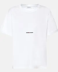 Saint Laurent T-shirt in cotone con logo Bianco