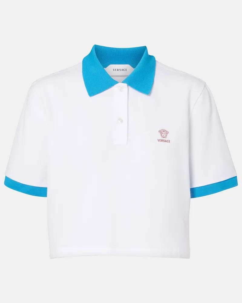 Versace Polo in piquÃ© di cotone con ricamo Bianco